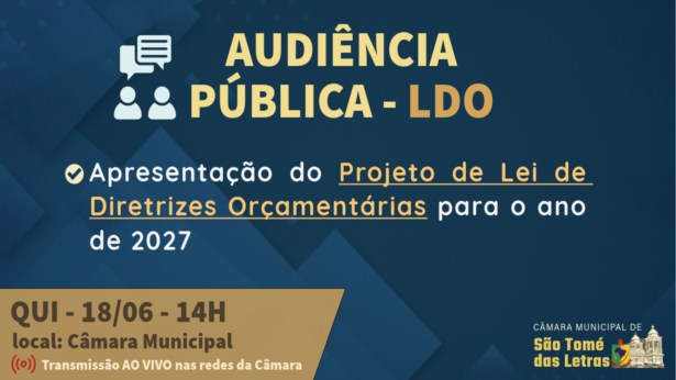 Câmara convida para Audiência Pública da LDO